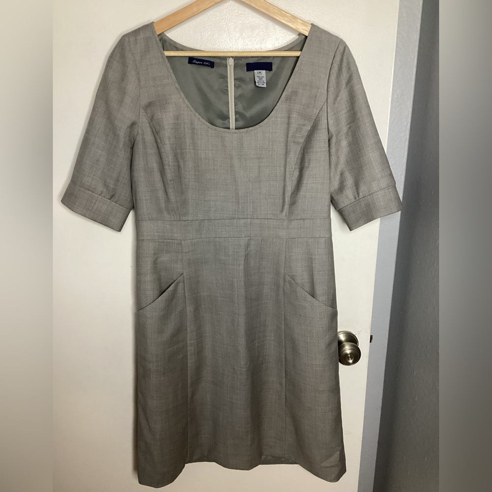J. Crew Classic Gray Midi 100% Wool Dress
